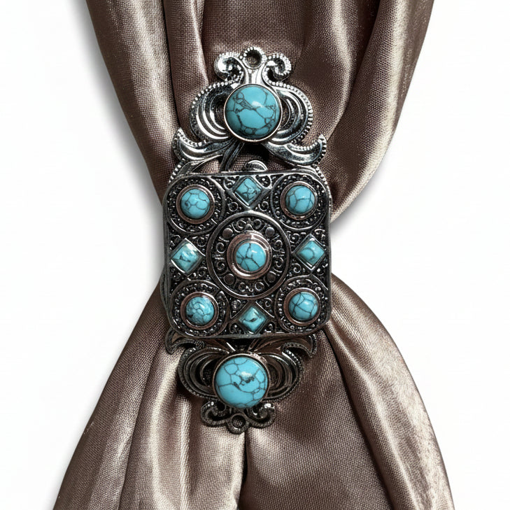 Antique Silver and Copper Square Turquoise Western Conchos W243 — view 13