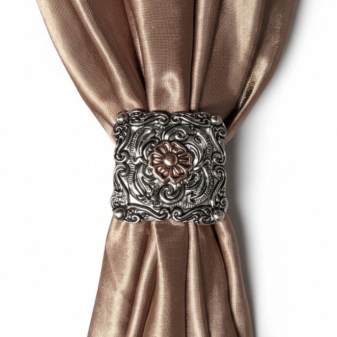 Antique Silver Square Floral Western Concho W247 — view 11