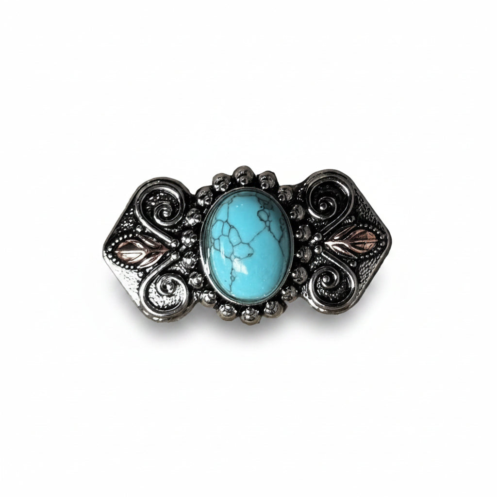 Antique Silver and Turquoise Bowtie W248 — view 2