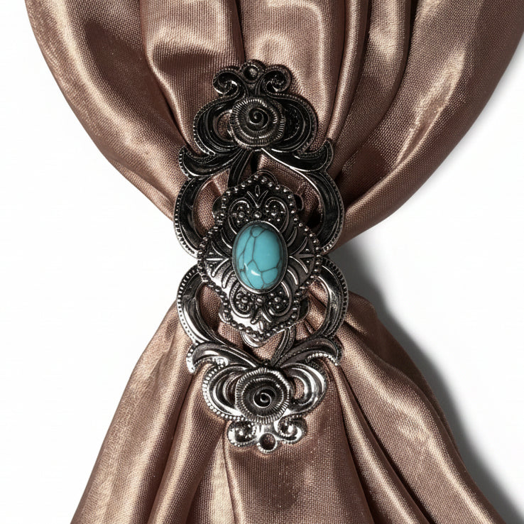 Antique Silver Shield with Turquoise Stone Western Concho W252 — view 10