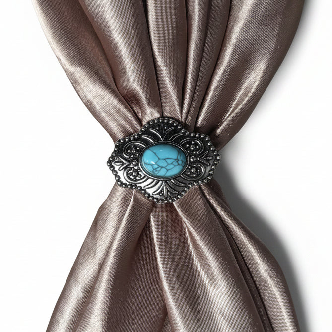 Antique Silver Shield with Turquoise Stone Western Concho W252 — view 9