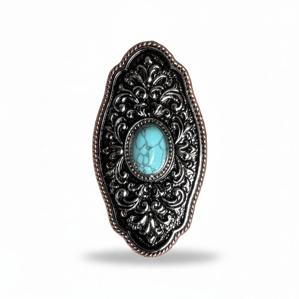 Oblong Antique Silver and Copper Turquoise Western Conchos W254 — view 2