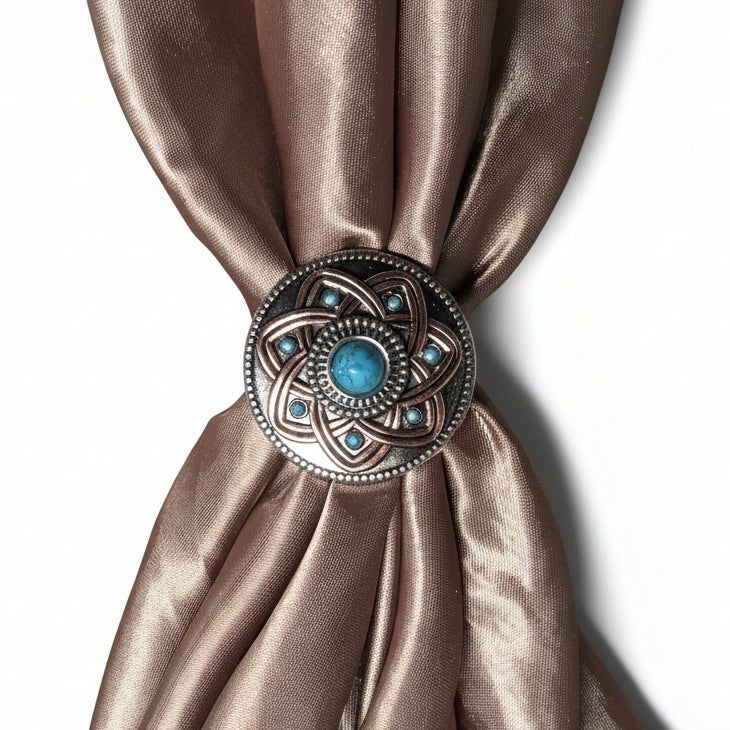 Antique Silver Turquoise and Copper Flower W257 — view 7