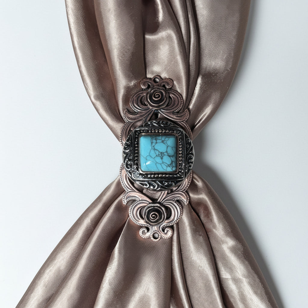 Antique Silver and Copper Dot Turquoise Concho W258 — view 8