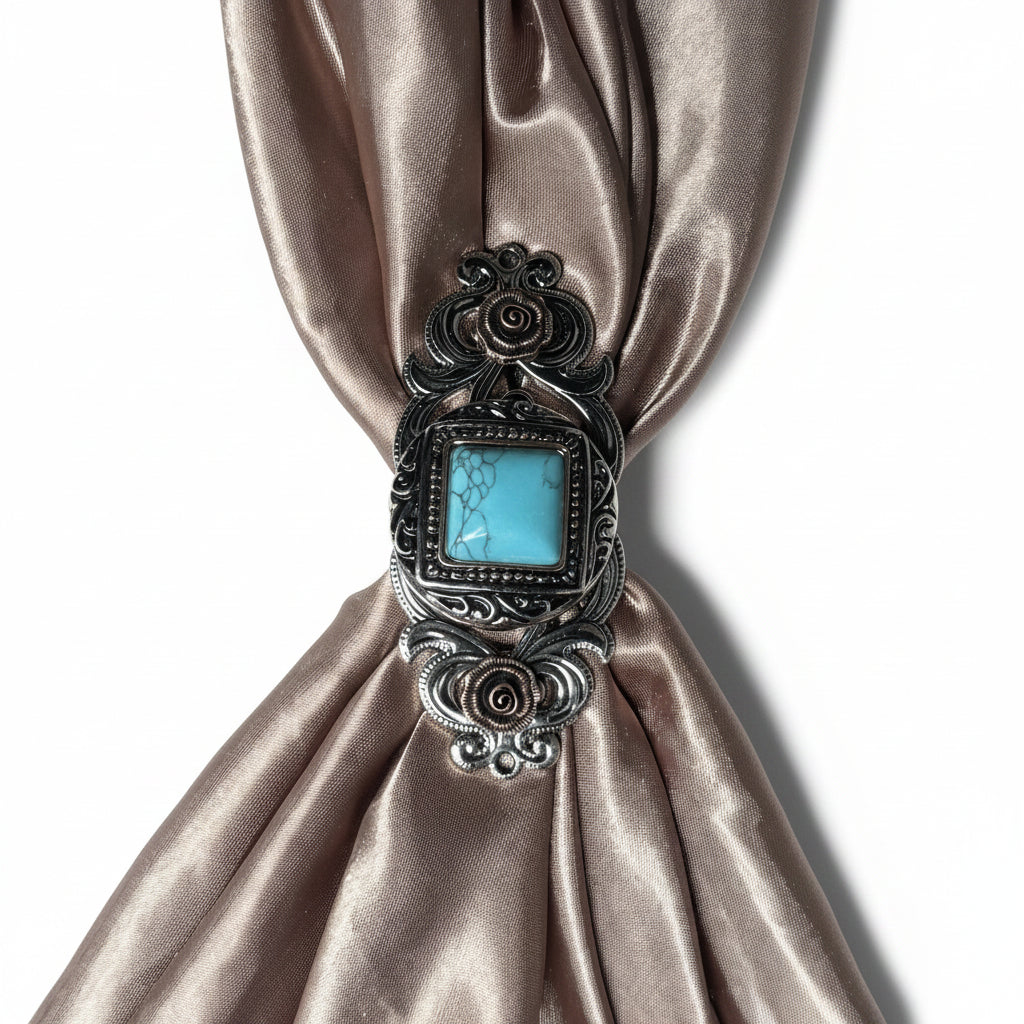 Antique Silver and Copper Dot Turquoise Concho W258 — view 9