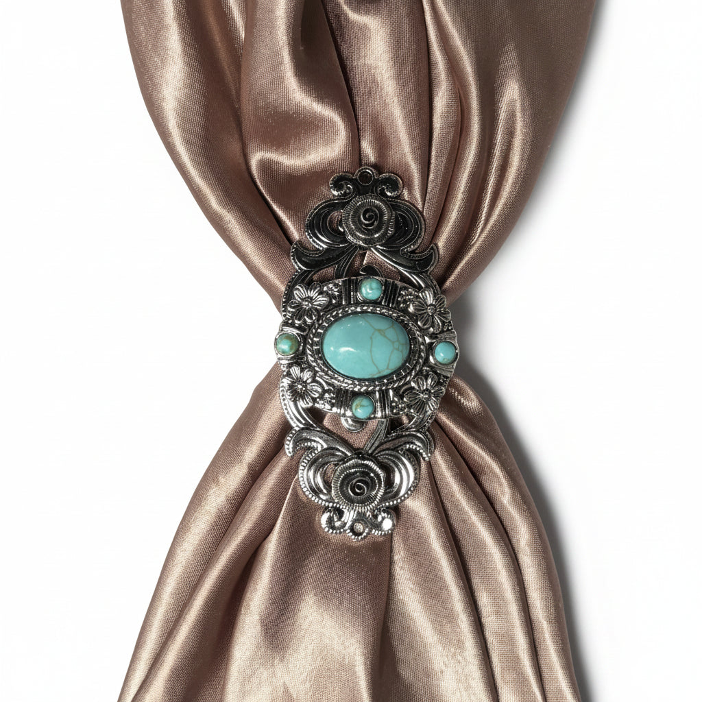 Antique Silver Floral and Turquoise Concho W260 — view 5