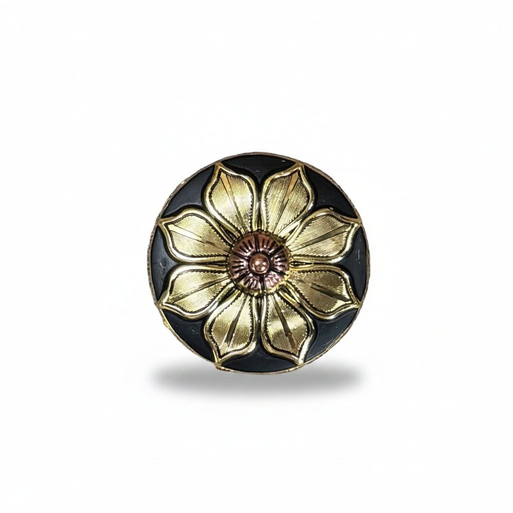 Black & Gold Sunflower Western Concho W125 — view 2