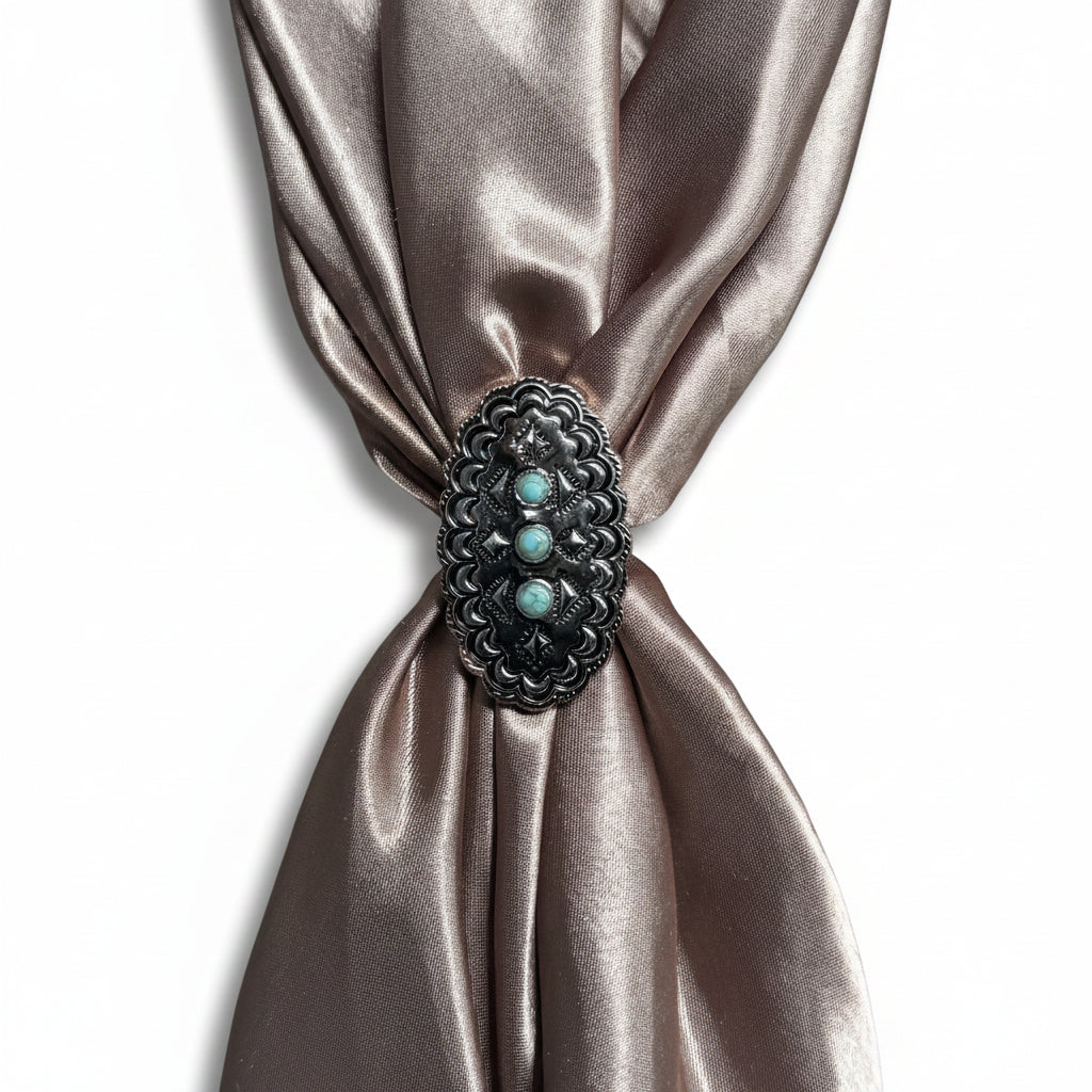 Antique Silver and Copper Oval Scallop Concho W261 — view 5