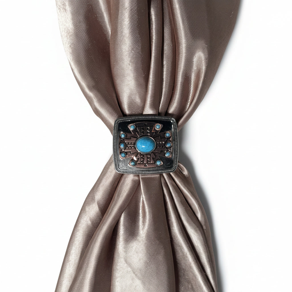 Antique Silver and Copper Southwest Turquoise Concho W262 — view 5
