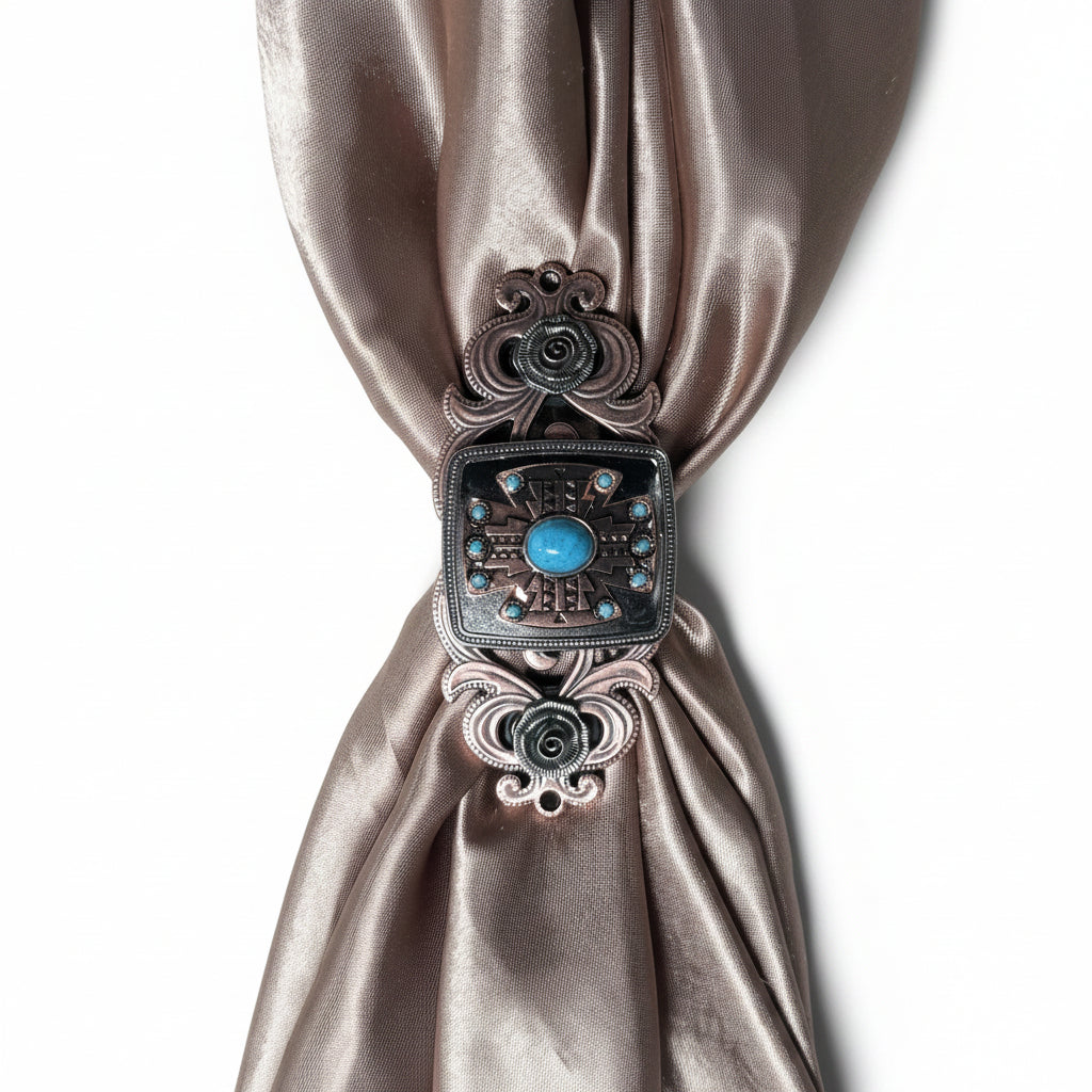 Antique Silver and Copper Southwest Turquoise Concho W262 — view 6