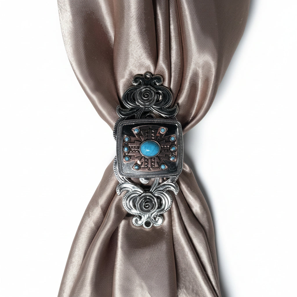 Antique Silver and Copper Southwest Turquoise Concho W262 — view 7