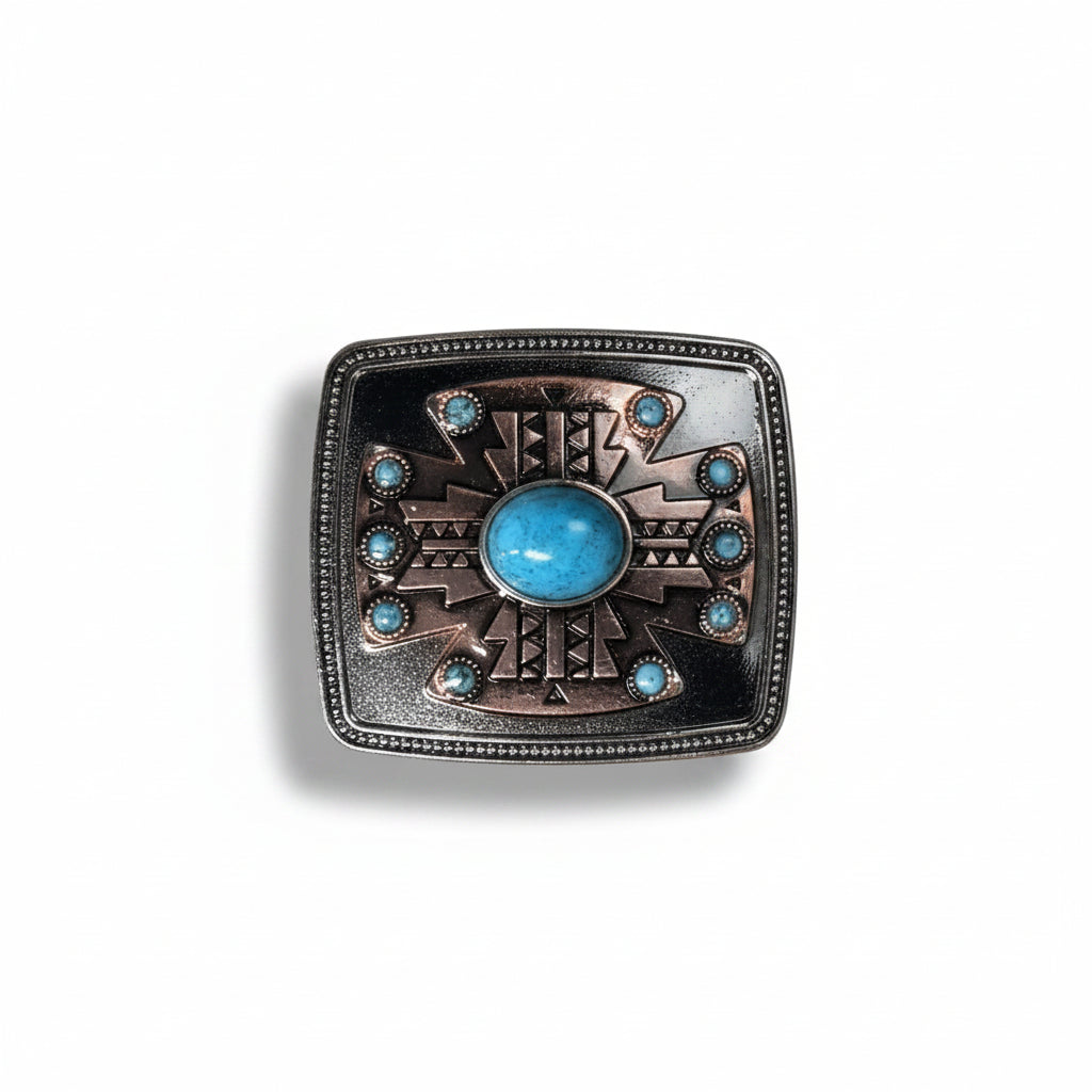 Antique Silver and Copper Southwest Turquoise Concho W262 — view 2