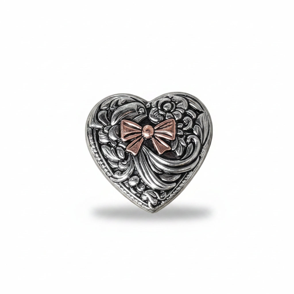 Antique Silver and Copper Heart Concho W263 — view 3