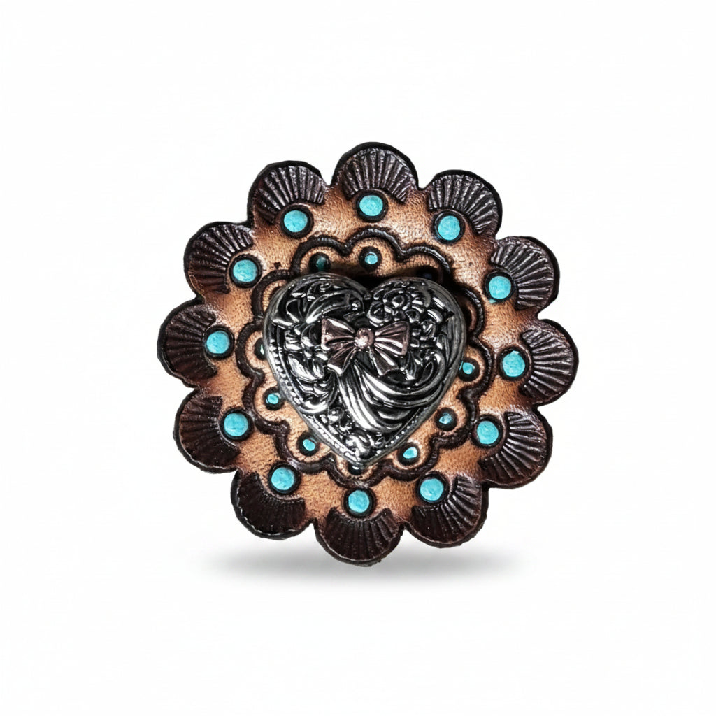 Antique Silver and Copper Heart Concho W263 — view 10