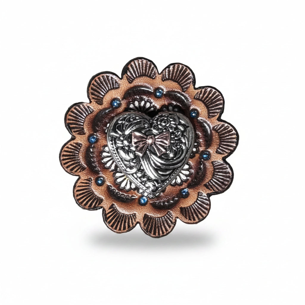 Antique Silver and Copper Heart Concho W263 — view 9
