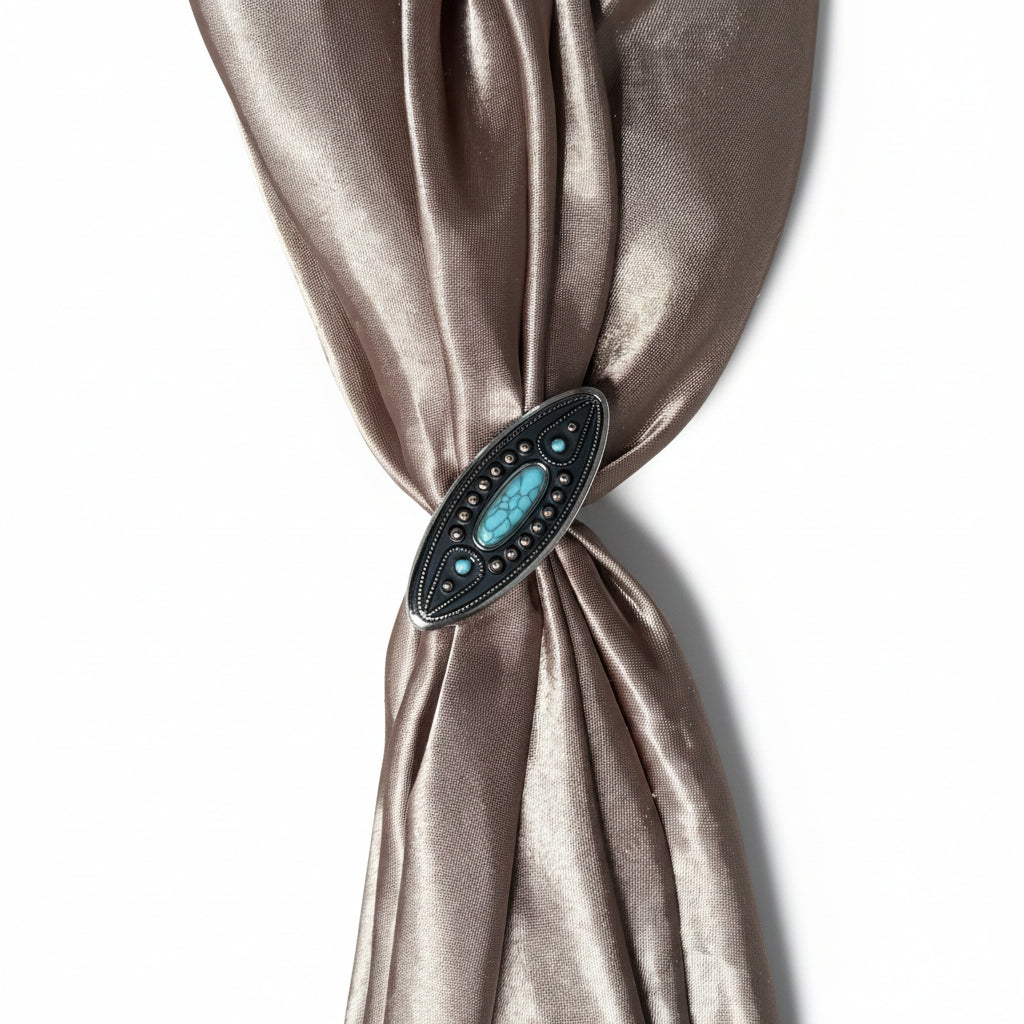 Copper and Antique Silver Turquoise Ellipse Concho #W266 — view 8
