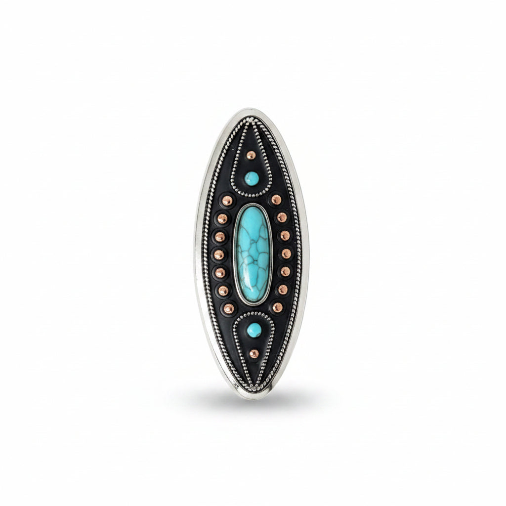 Copper and Antique Silver Turquoise Ellipse Concho #W266 — view 2