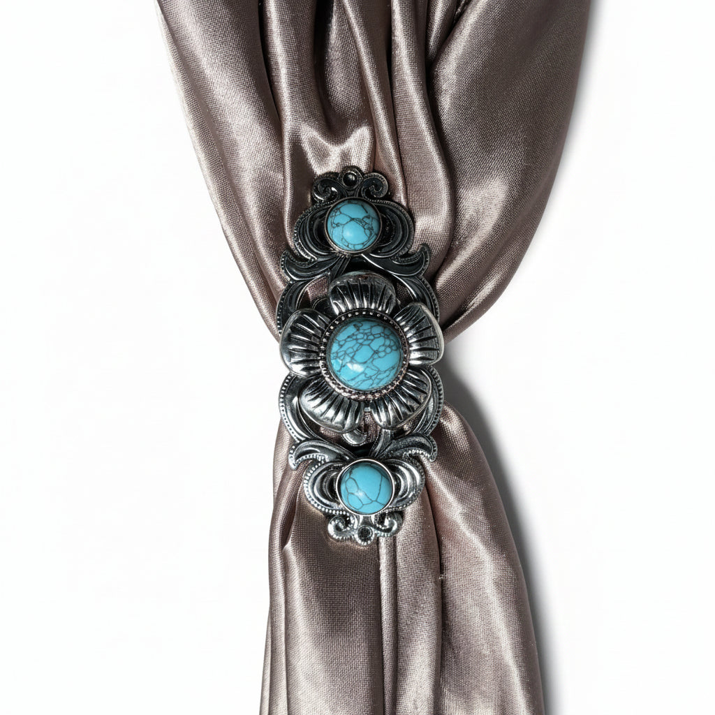 Antique Silver and Copper Turquoise Flower Concho W267 — view 10