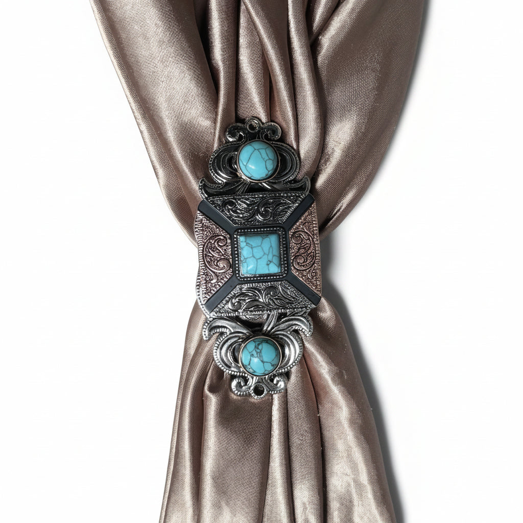 Square Antique Silver and Copper Turquoise Concho #W269 — view 7