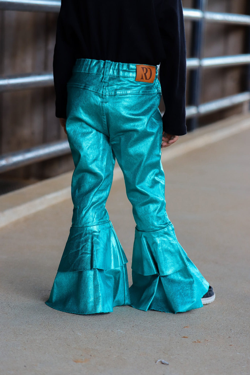 Turquoise Metallic Ruffle Bells (infant & Toddler) — view 2