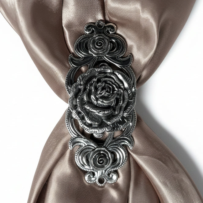 Antique Silver Rose Western Concho W108 — view 10