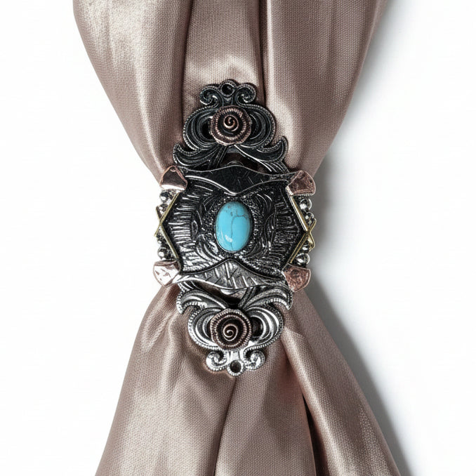 Antique Silver & Copper Turquoise Concho Concho W115 — view 7