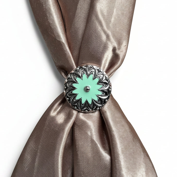 Copper & Antique Silver Turquoise Flower Western Concho W122 — view 10