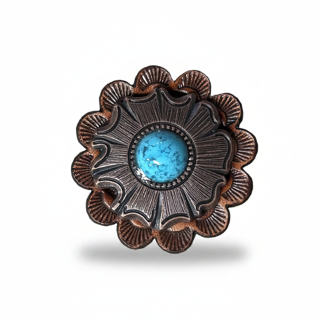 Copper Turquoise Round Western Concho W128 — view 4