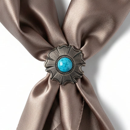 Copper Turquoise Round Western Concho W128 — view 6