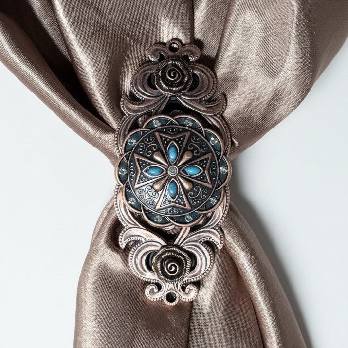 Copper Turquoise & Clear Crystal Western Concho W138 — view 10