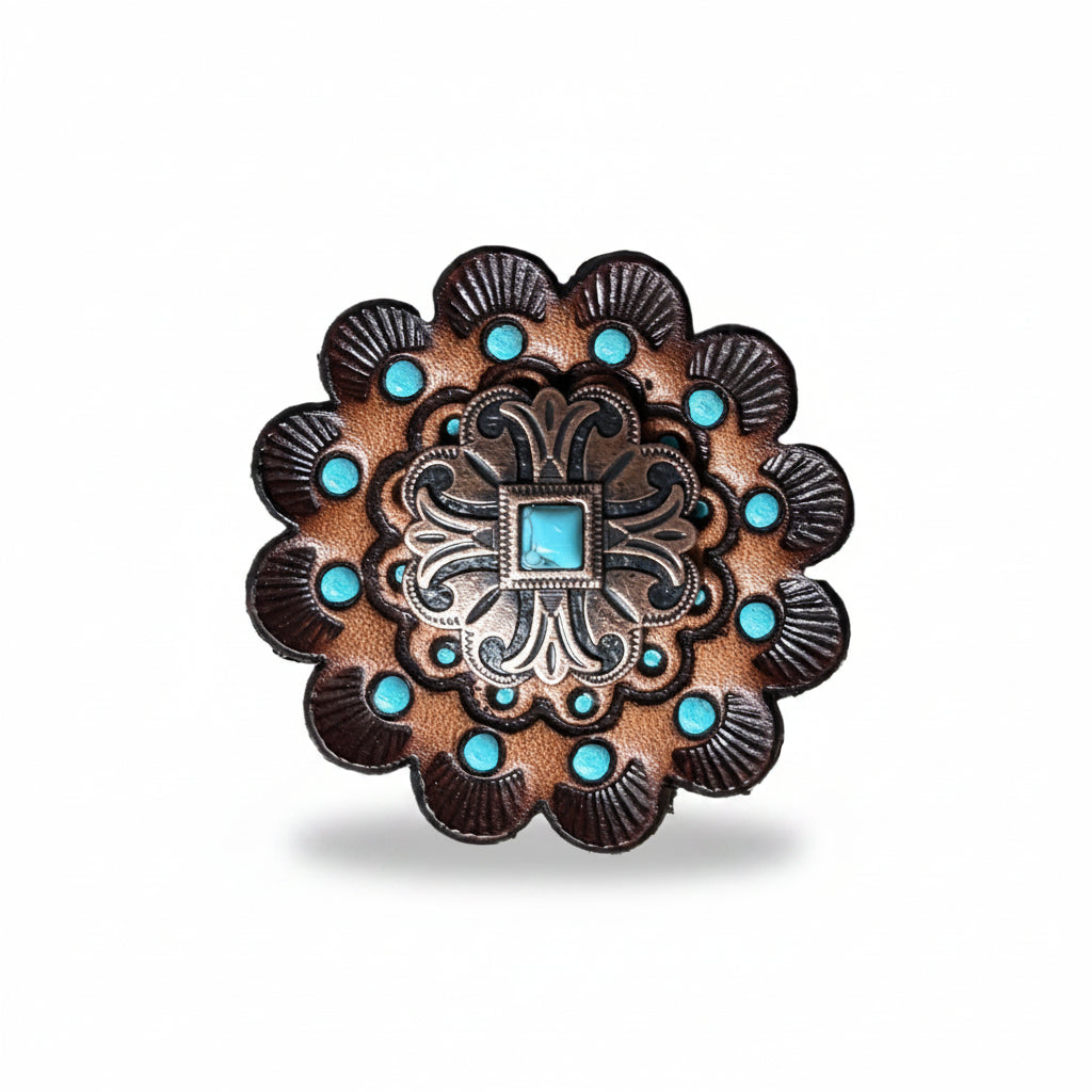 Copper Turquoise Western Concho W141 — view 8