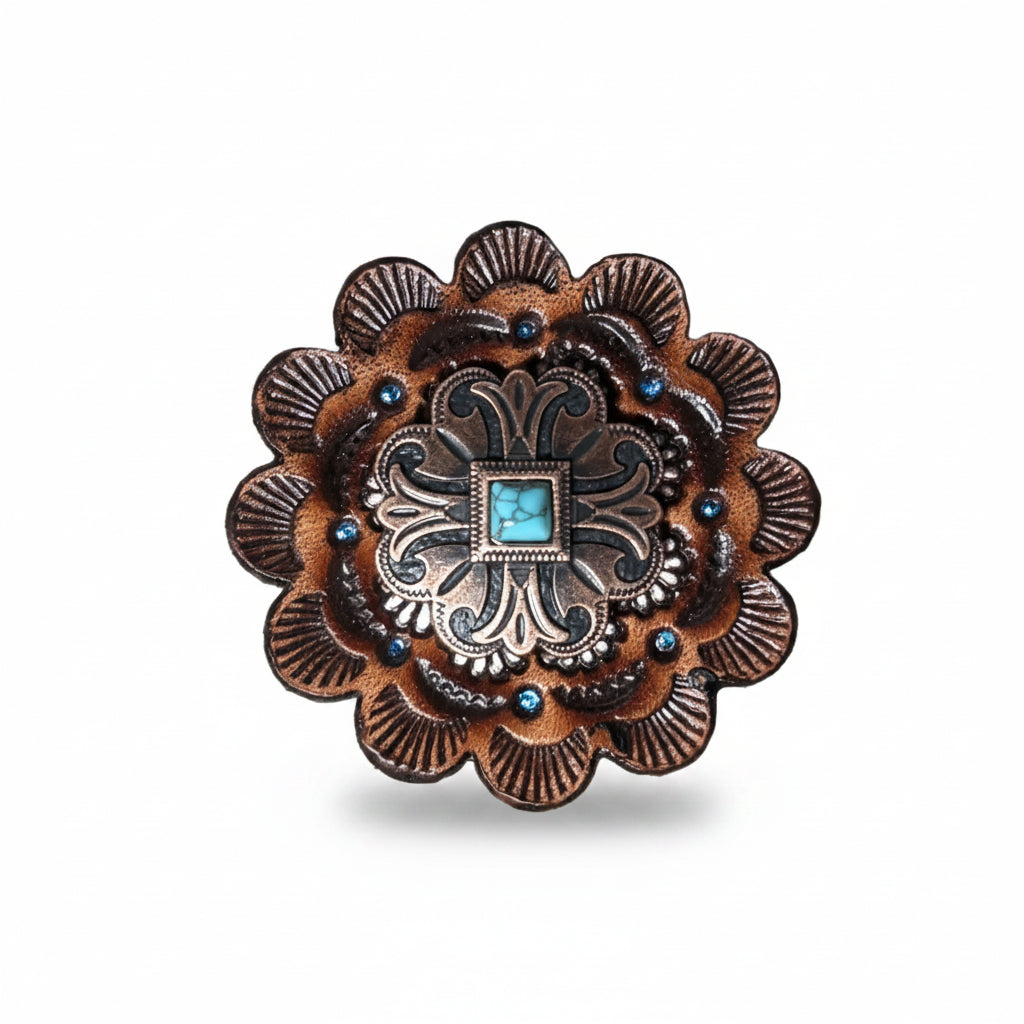 Copper Turquoise Western Concho W141 — view 7