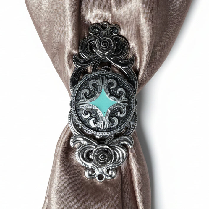 Turquoise Diamond Antique Silver Western Concho W148 — view 10
