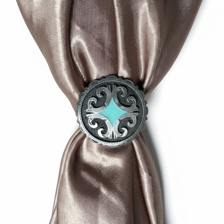 Turquoise Diamond Antique Silver Western Concho W148 — view 9