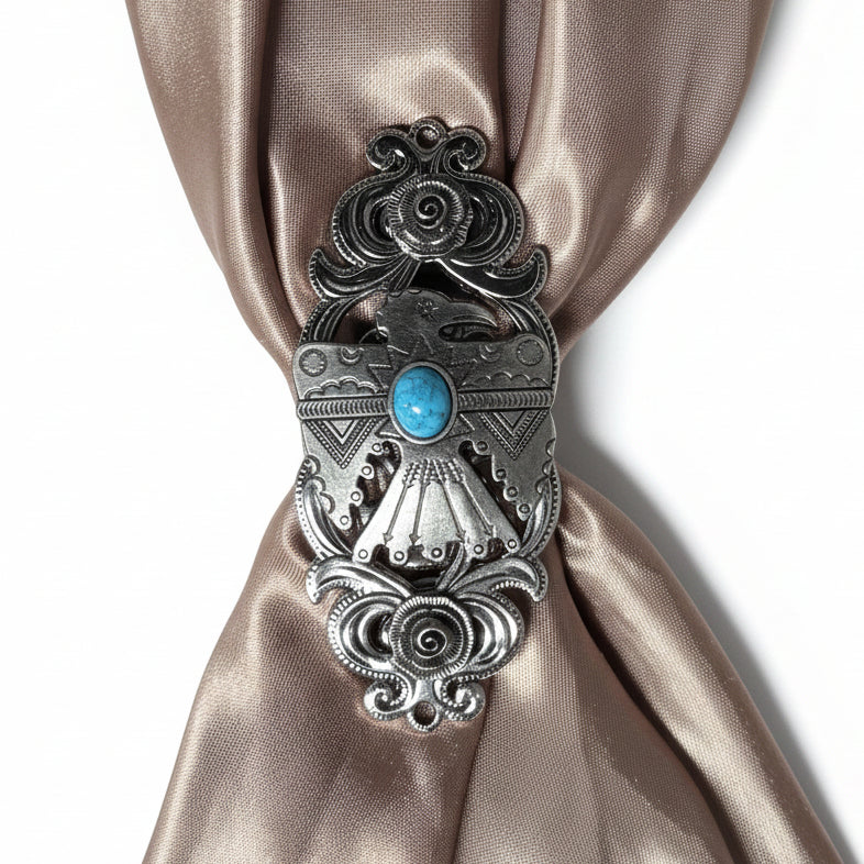Antique Silver Turquoise Thunderbird Concho W181 — view 5