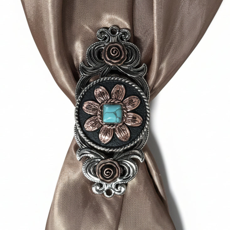 Copper Turquoise Sunflower Western Concho W188 — view 12