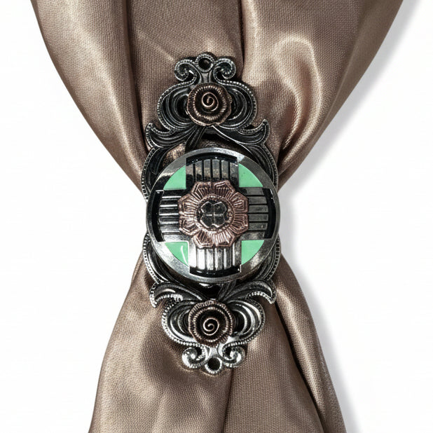 Antique Silver with Copper Flower Western Concho W190 — view 12