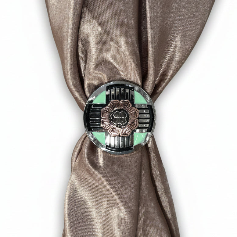 Antique Silver with Copper Flower Western Concho W190 — view 11