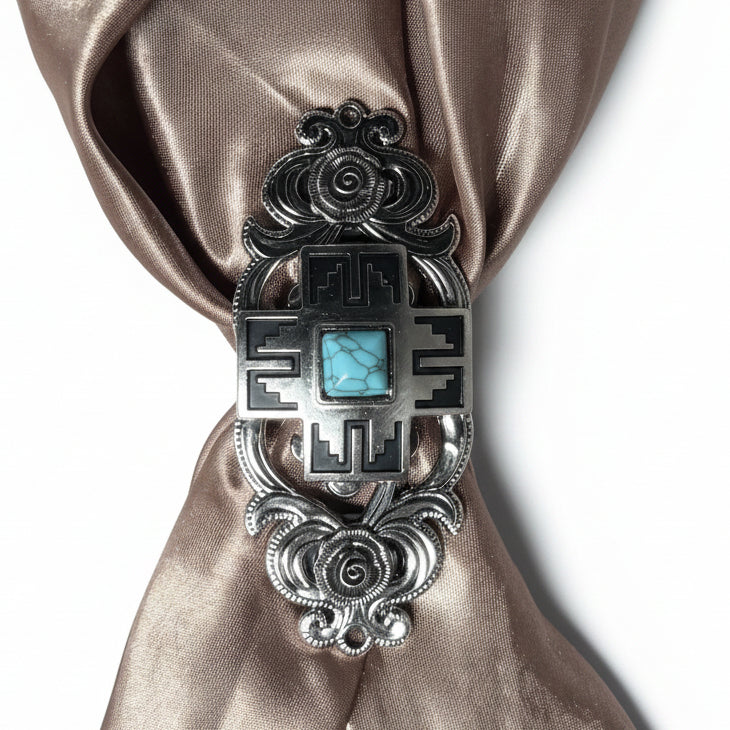 Southwest Antique Silver Turquoise Western Concho W201 — view 10