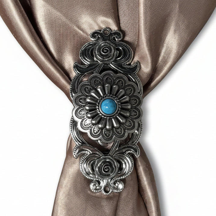 Antique Silver Turquoise Western Concho W203 — view 10