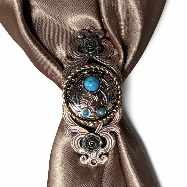 Copper Turquoise Blossom Western Concho W206 — view 8