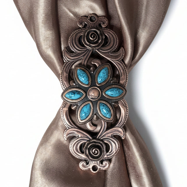 Copper Turquoise Flower Western Concho W207 — view 10