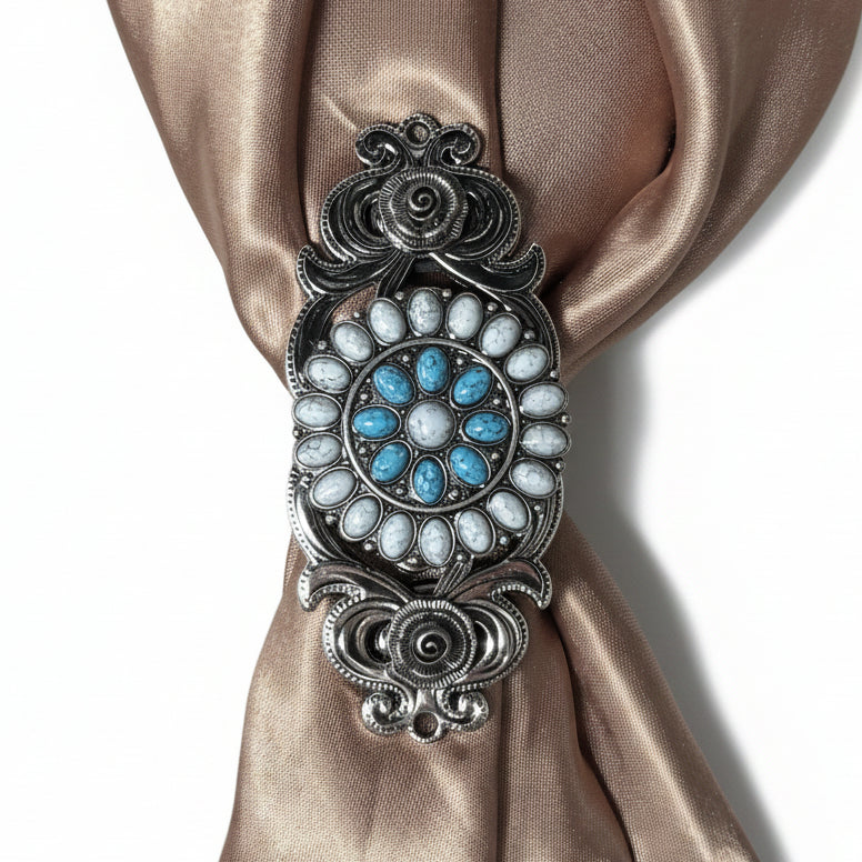 Blue and White Turquoise Western Concho W212 — view 8