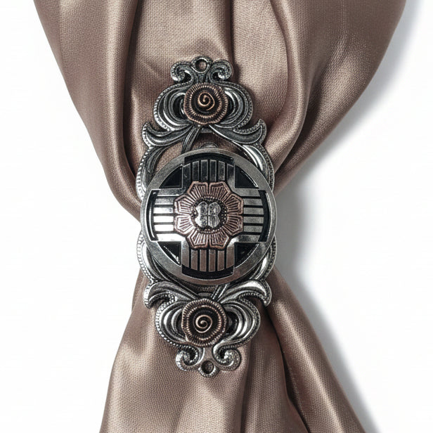 Antique Silver with Copper Flower Western Concho W217 — view 12