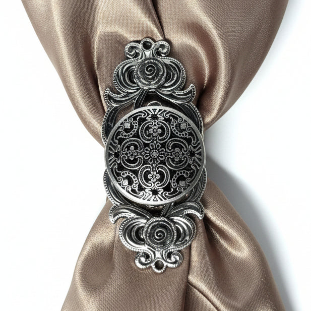 Antique Silver Floral Engraved Western Concho W225 — view 10