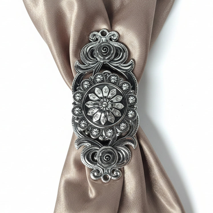 Antique Silver Flower and Berry Western Concho W226 — view 10
