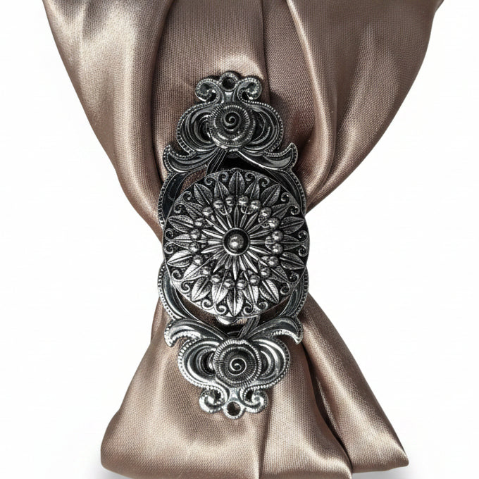 Antique Silver Floral Pinwheel Western Concho W227 — view 8