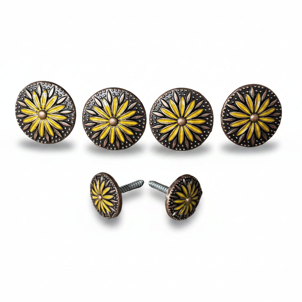 Copper Yellow Daisy Western Concho W229 — view 6