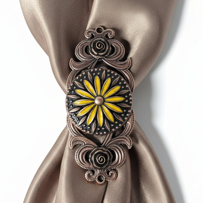 Copper Yellow Daisy Western Concho W229 — view 10