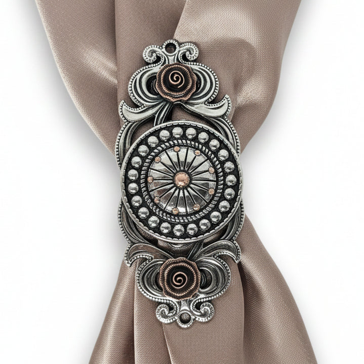Antique Silver Flower and Dots Western Concho W230 — view 12